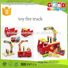 Top vente de jouets en bois camions de pompiers OEM nouveau design intelligent jouet bricolage camions pour enfants EZ5085